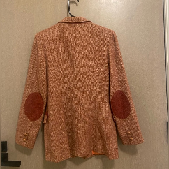 SOLD! Gorgeous vintage wool blend herringbone blazer with elbow patches - Picture 4 of 9